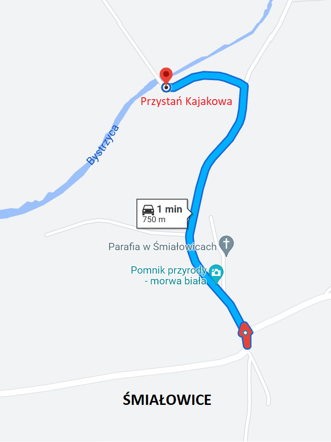 Dojazd do Przystani Kajakowej Mapka
