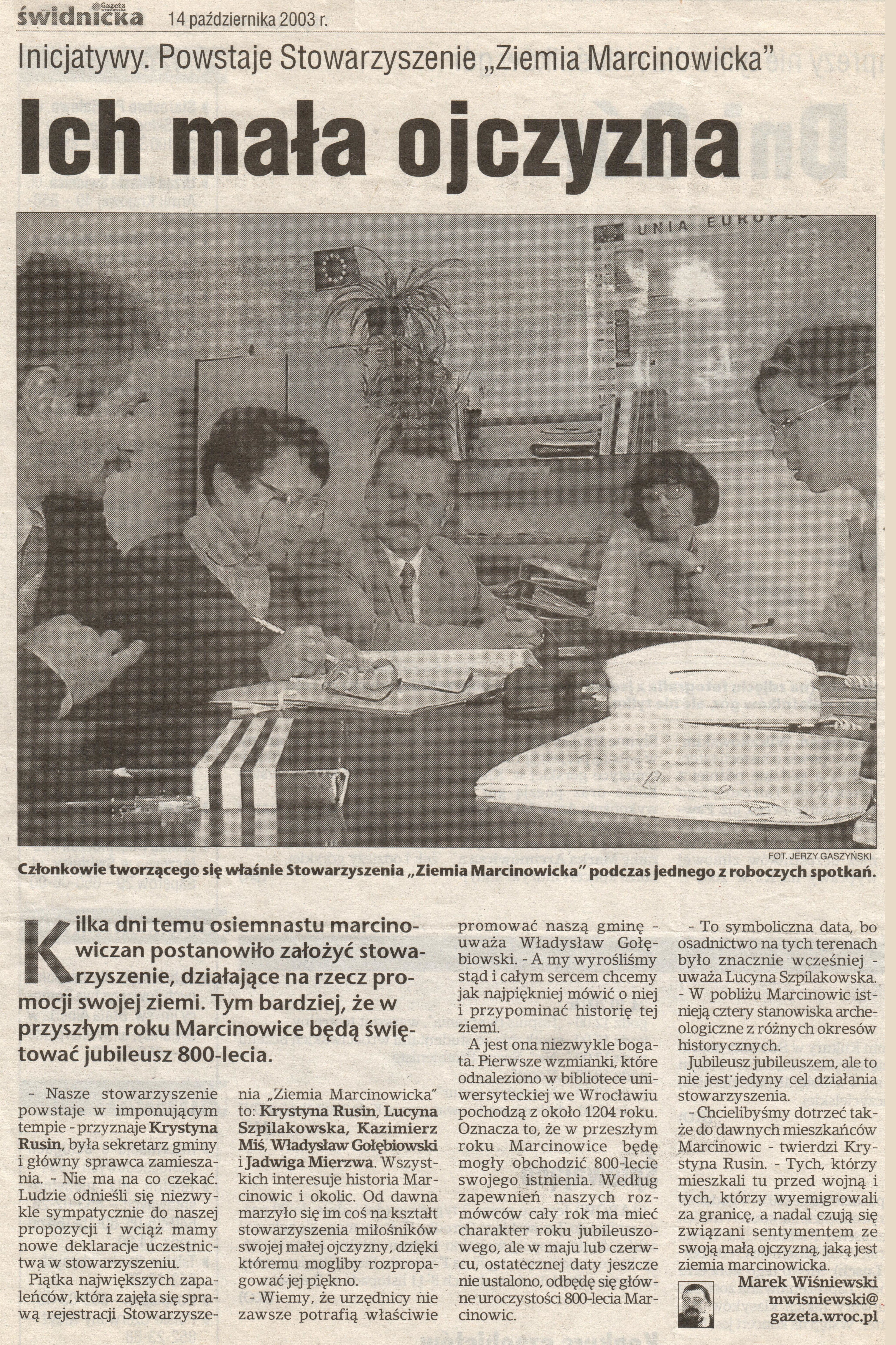 Wycinek z Gazety Świdnickiej (2003) - ze zbiorów Krystyny Rusin
