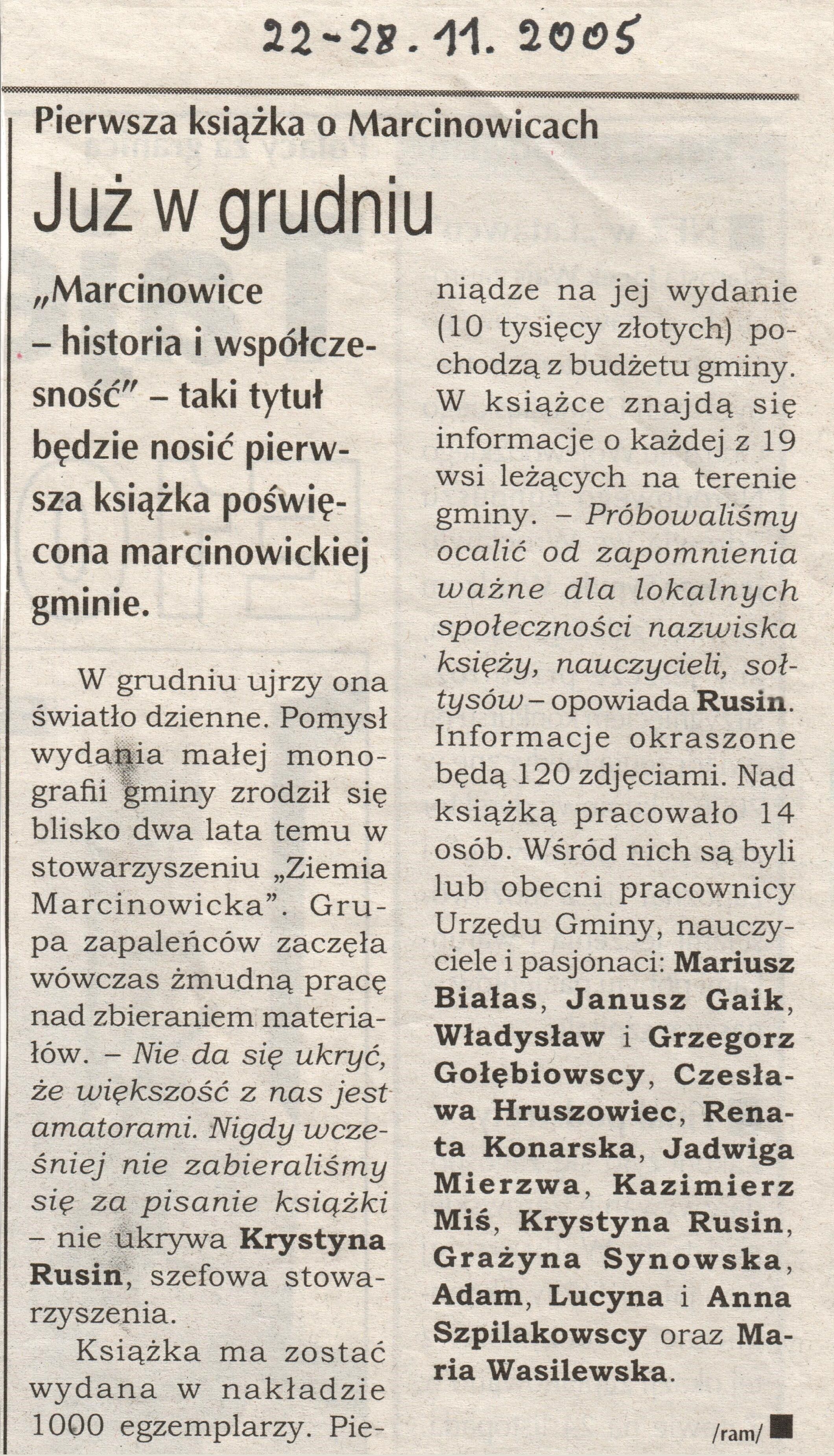 Wycinek z Wiadomości Świdnickich (2005) - ze zbiorów Krystyny Rusin